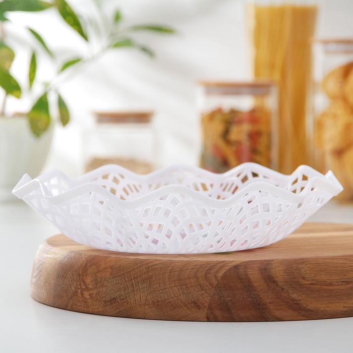 Ваза для хлеба и фруктов "Сетка" круглая 24 см, цвета МИКС