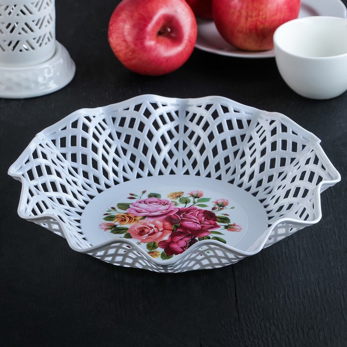 Ваза для хлеба и фруктов "Сетка" круглая 27 см, цвета МИКС