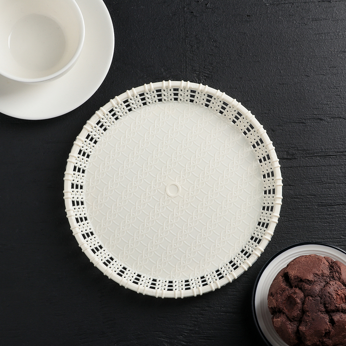 Поднос круглый d=18 см, "Плетение"  цвета МИКС