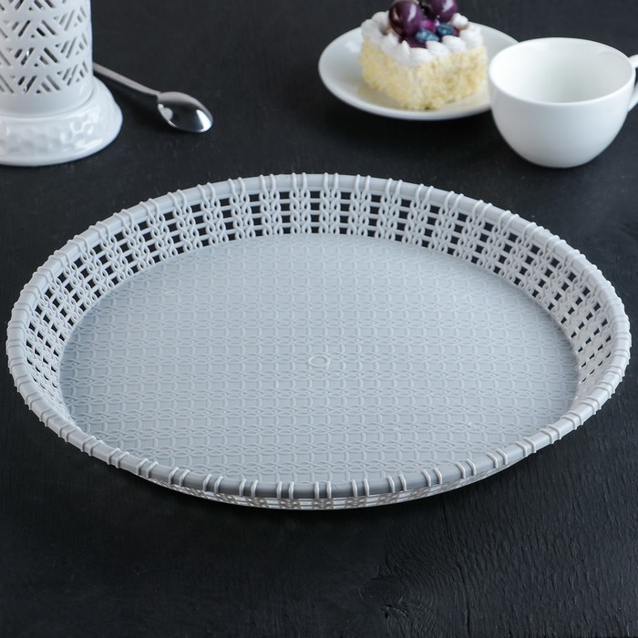 Поднос круглый d=33 см, "Плетение" цвета МИКС