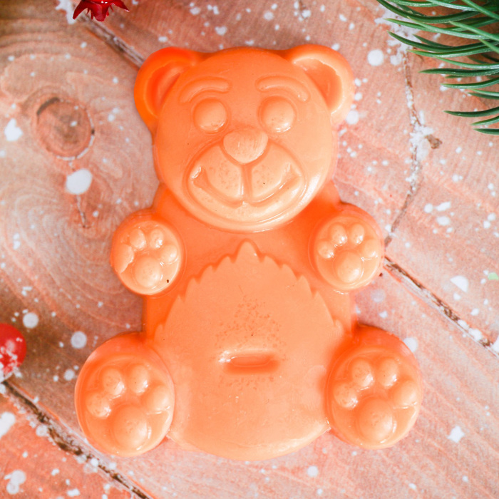 Детское фигурное мыло в форме мишки "Новогодняя почта" с ароматом апельсина