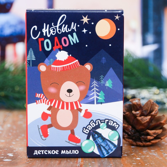 Детское фигурное мыло в форме ракеты "С Новым годом" с ароматом бабл-гама