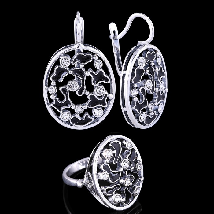 Гарнитур "Мозаика", размер 18, цвет чёрный в серебре