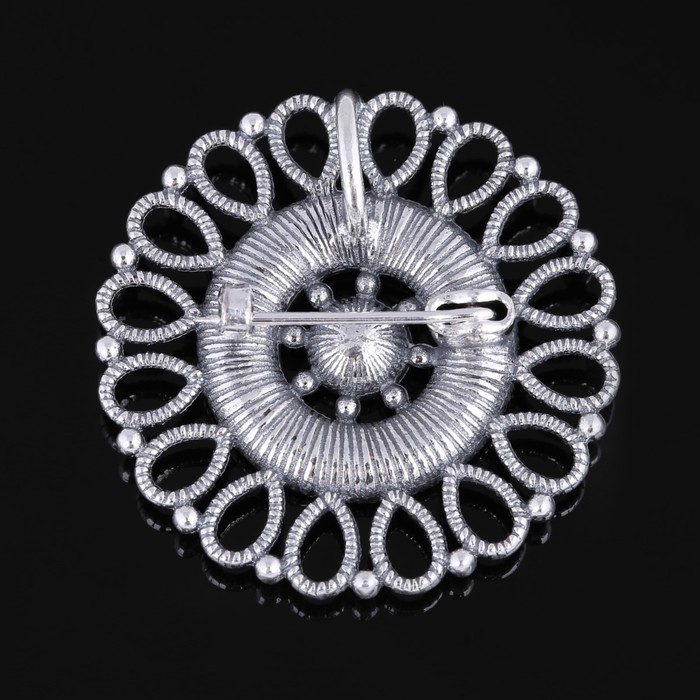 Брошь "Кристоль", цвет белый в чернёном серебре