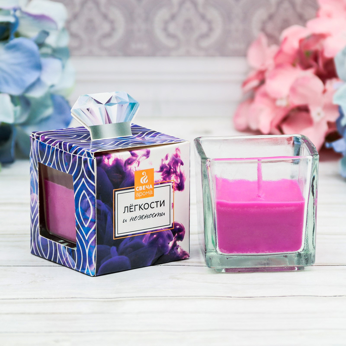 Свеча арома в квадратном стакане "Ярких ощущений"