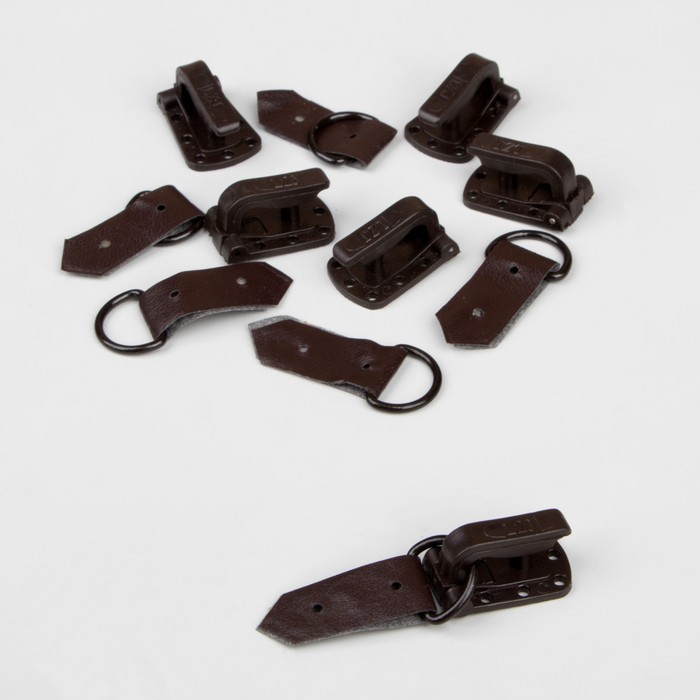 фото Крючки пришивные, пластиковые, для верхней одежды, 5 × 1,5 см, 6 шт, цвет коричневый арт узор