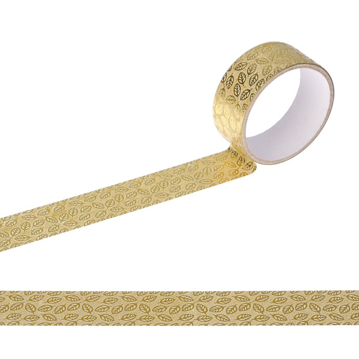 Клейкая лента пластик декоративная "Листья" ширина 3,6 см намотка 5 метров