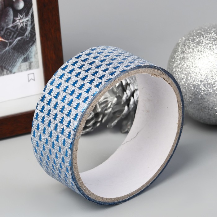 Клейкая лента пластик декоративная "Ёлочки" ширина 3,6 см намотка 5 метров