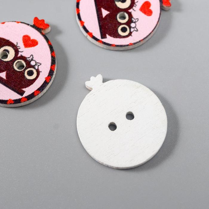 Набор пуговиц декоративных дерево "Совята на веточке" набор 10 шт 2,3х1,9 см