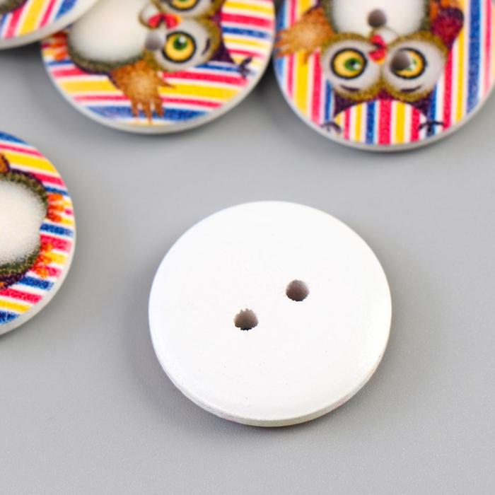 Набор пуговиц декоративных дерево "Филины" набор 10 шт МИКС 2,3х2,3 см