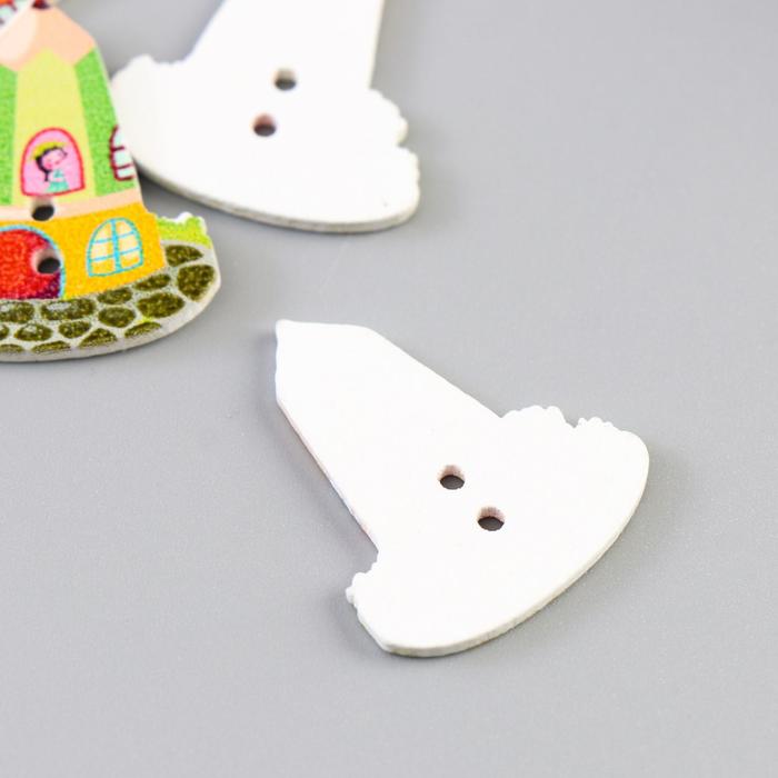 Набор пуговиц декоративных дерево "Домик-карандаш" набор 10 шт МИКС 2,5х2 см