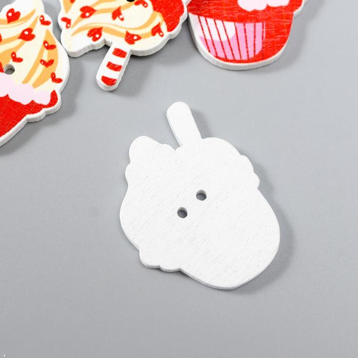 Набор пуговиц декоративных дерево "Пирожное" набор 10 шт 3,2х2,7 см