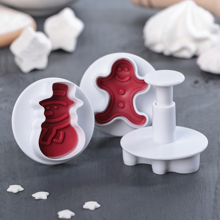 Набор плунжеров кондитерских "Новогодний хоровод", 3 шт, рисунок МИКС