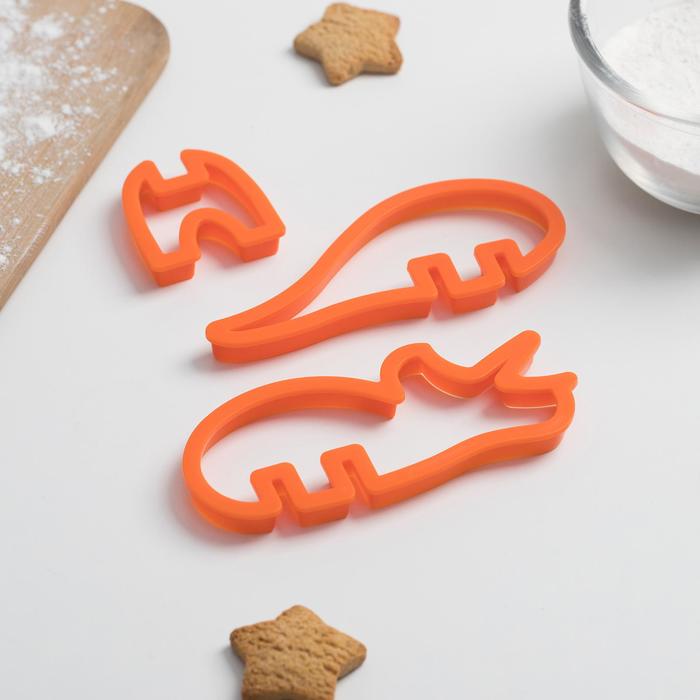 Набор форм для вырезания печенья 3D "Брахиозавр" 3 шт,
