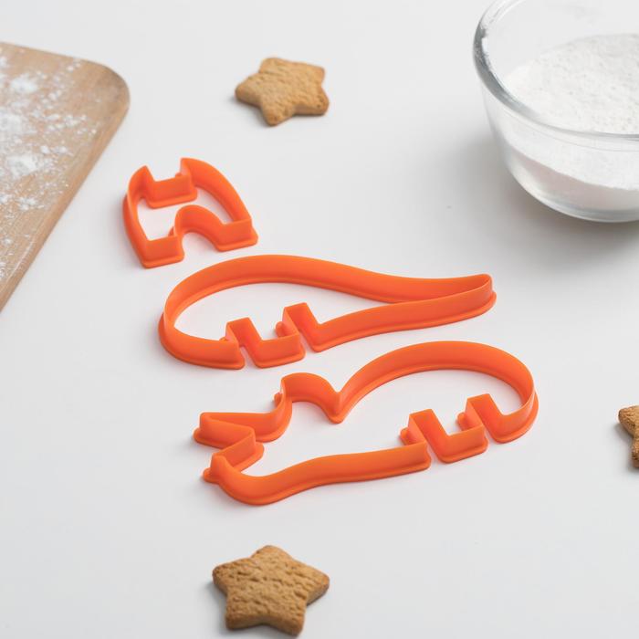 Набор форм для вырезания печенья 3D "Брахиозавр" 3 шт,