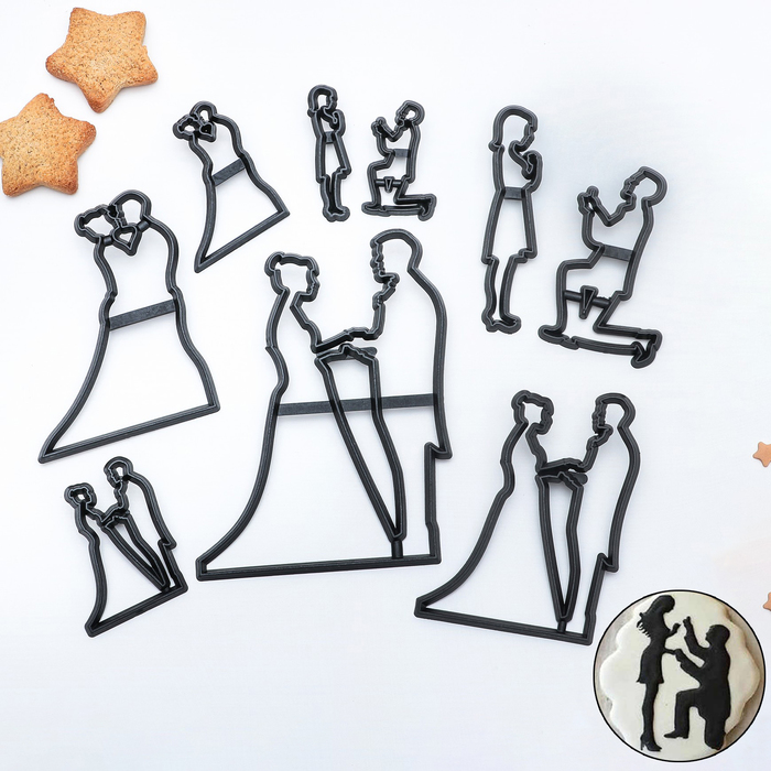 Набор печатей для теста и марципана 9 предметов "История любви"