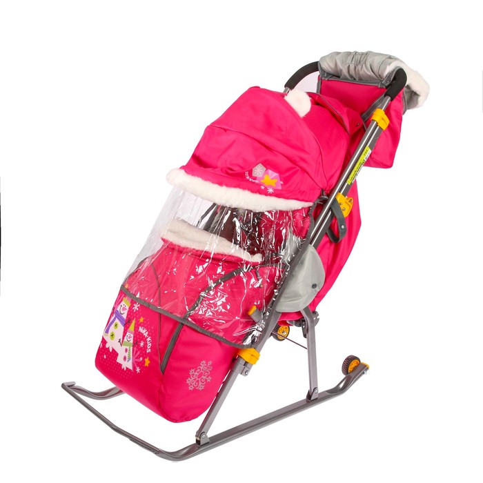 Санки-коляска "Ника детям 6. Снеговик", цвет розовый