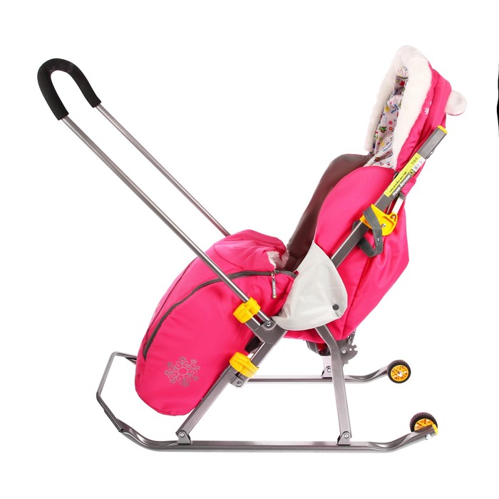 Санки-коляска "Ника детям 6. Снеговик", цвет розовый