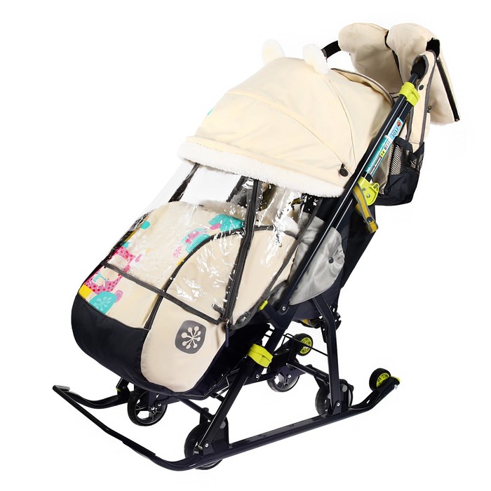 Санки-коляска "Ника детям 7-2. Мишка", цвет бежевый