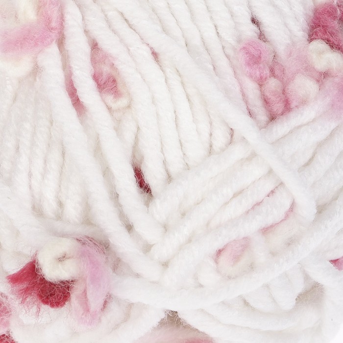 Пряжа "Maxi Flower" 70% акрил, 25% шерсть, 5% полиамид 80м/100гр (5302 бело-розовый)