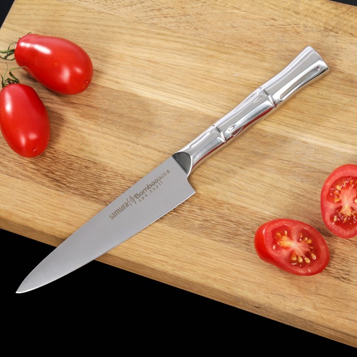 Набор кухонный Samura Bamboo: 4 ножа, подставка, в подарочной коробке