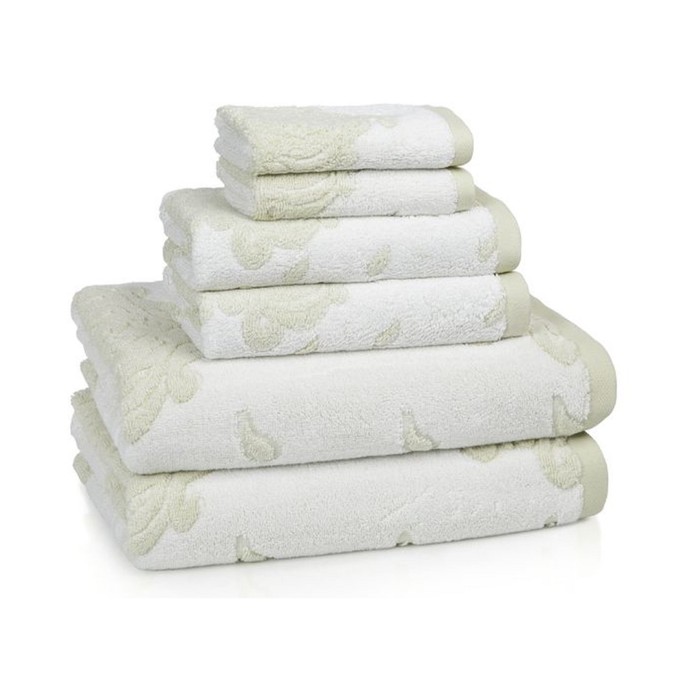 Полотенце Sage, размер 46х71 см, белый/зелёный, махра