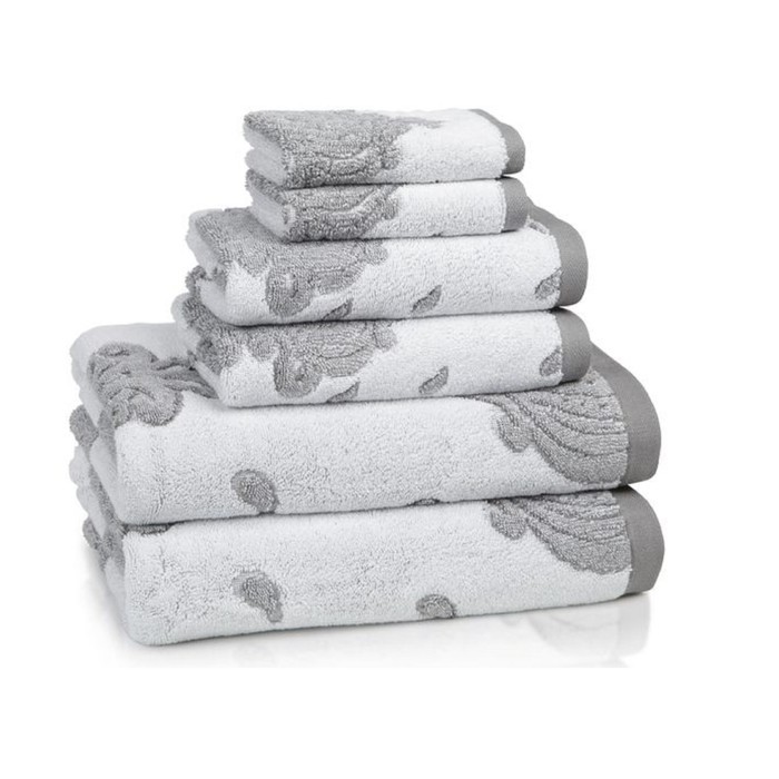 Полотенце Tile Grey, размер 46х71 см, белый/серый, махра