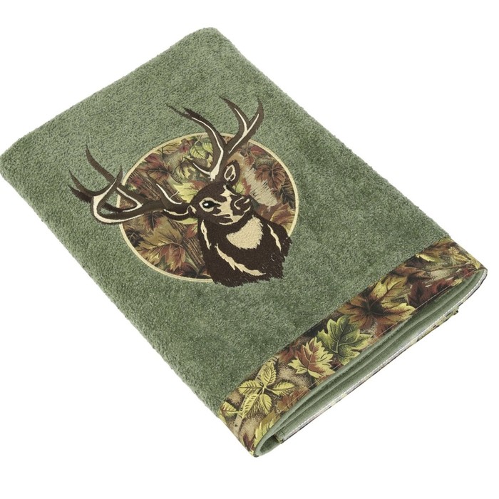 Полотенце Camo Deer, размер 41х76 см, зелёный, велюр