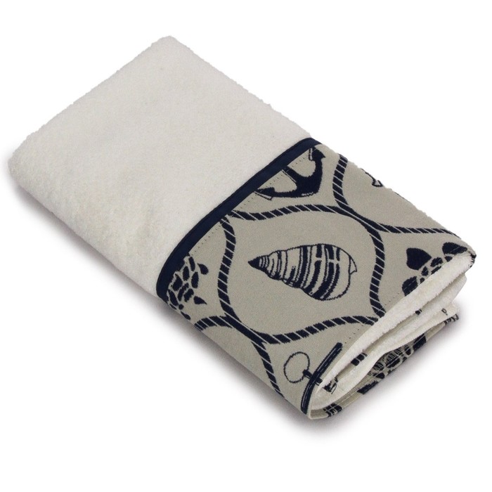 Полотенце Oceanside, размер 41х76 см, белый/бежевый, велюр