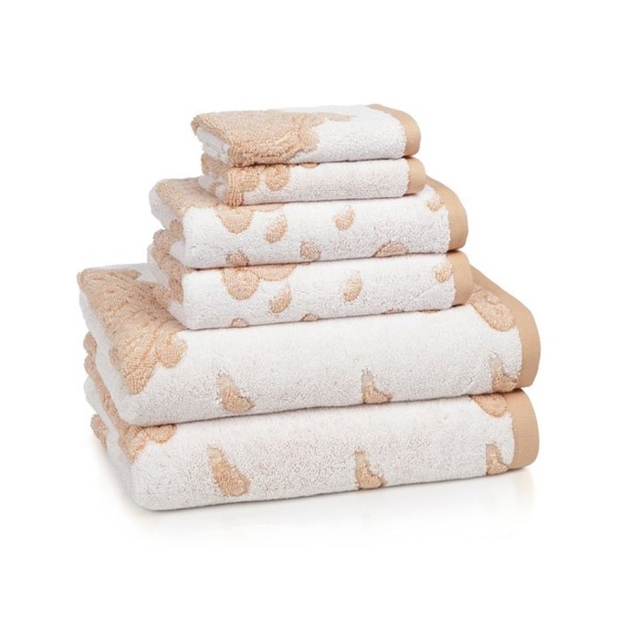 Полотенце Coral, размер 76х132 см, белый/коралл, махра