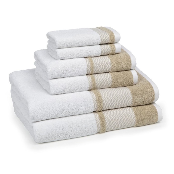 Полотенце Savile Arctic, размер 71х137 см, белый/бежевый, махра