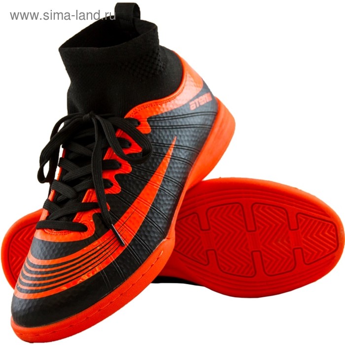 Футбольные бутсы Atemi, цвет чёрно-оранжевый, синтетическая кожа, размер 30
