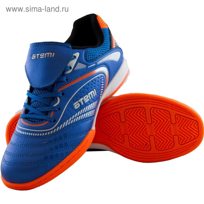 фото Футбольные бутсы atemi, цвет оранжево-голубой, синтетическая кожа, размер 31
