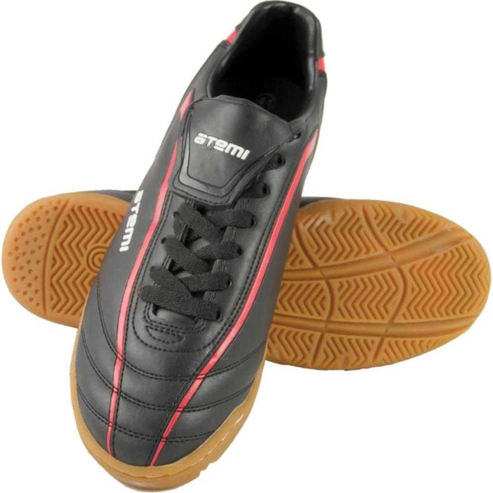 Футбольные бутсы, цвет чёрно-красный, синтетическая кожа, размер 30