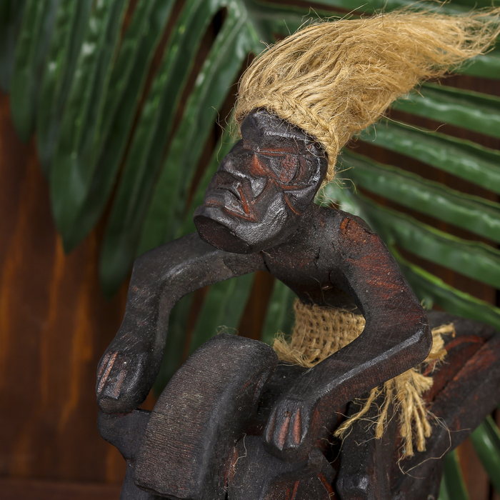 Сувенир дерево календарь "Абориген на мотоцикле" 21х18х7 см