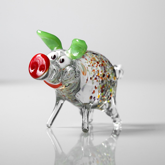 Сувенир из стекла средняя 03 "Свинка"   микс