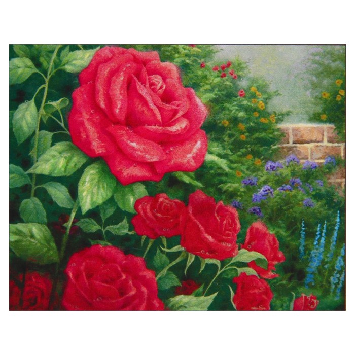 Алмазная мозаика "Розовый куст" 60*47 см, 32 цвета