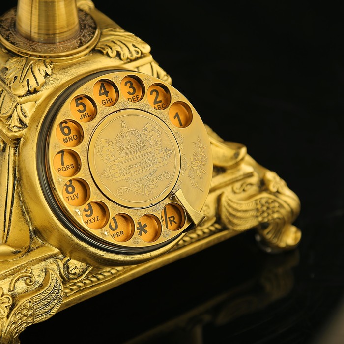 Ретро телефон, цвет потускневший бронзовый, полистоун, 20х26х24 см