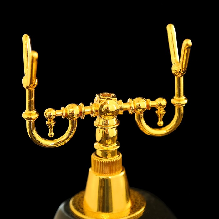 Ретро телефон, круглый, чёрный с золотистыми рисунками, керамика, пластик, 16х26х22 см