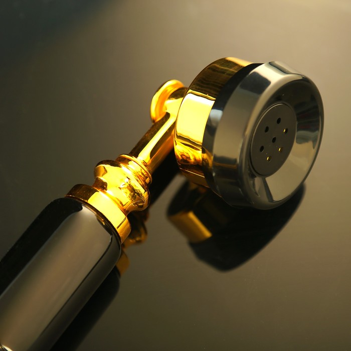 Ретро телефон, круглый, чёрный с золотистыми рисунками, керамика, пластик, 16х26х22 см