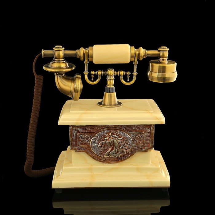 Ретро телефон «Слоновая кость», прямоугольный, полистоун, 17х26х30 см