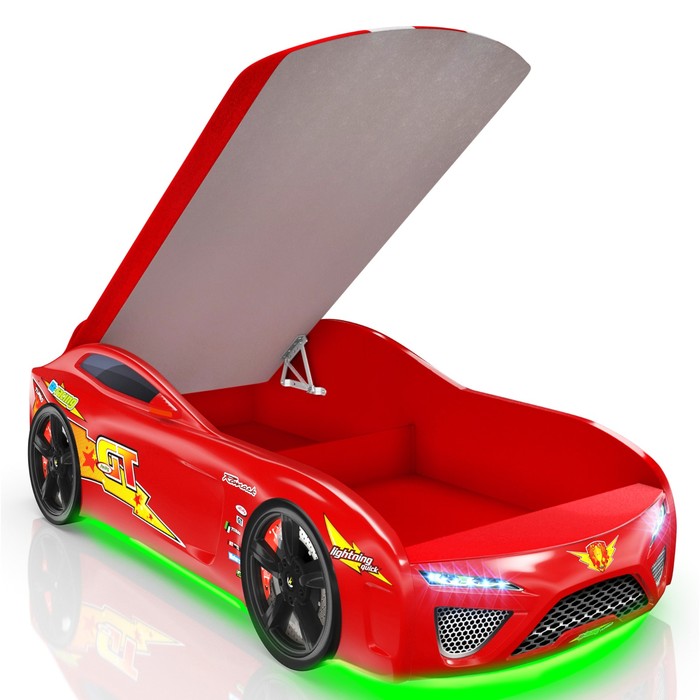 Кровать Romack Dreamer-М, 1900x800 см, подсветка дна и фар, цвет красный