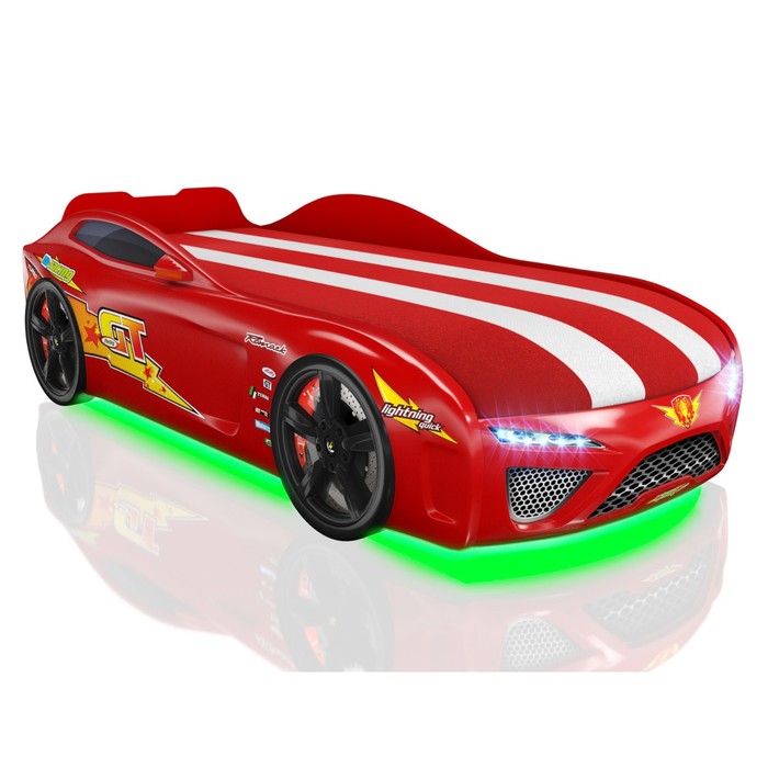 Кровать Romack Dreamer-М, 1900x800 см, подсветка дна и фар, цвет красный