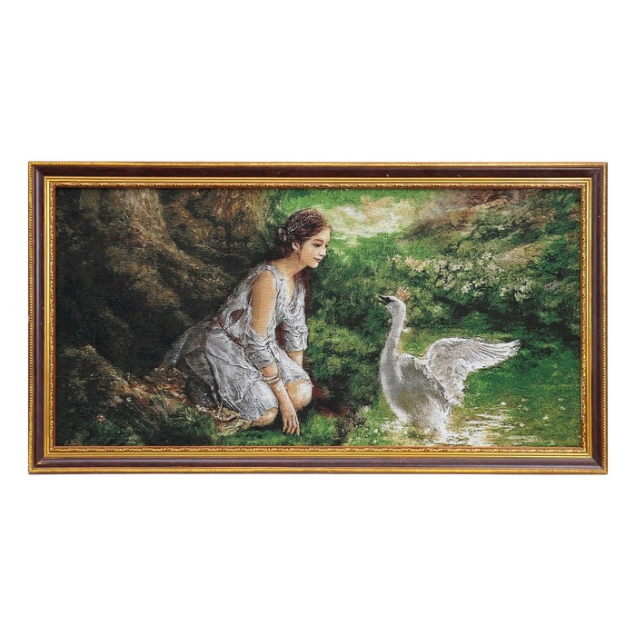 Гобеленовая картина "Девушка и царевна-лебедь" 45*85 см