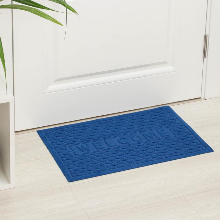 Коврик придверный "Рябь Welcome" 40х60 см, без окантовки, цвет серый