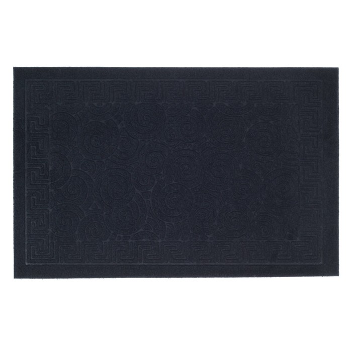 Коврик придверный "Меандр Спирали" 40х60 см, без окантовки, цвет синий