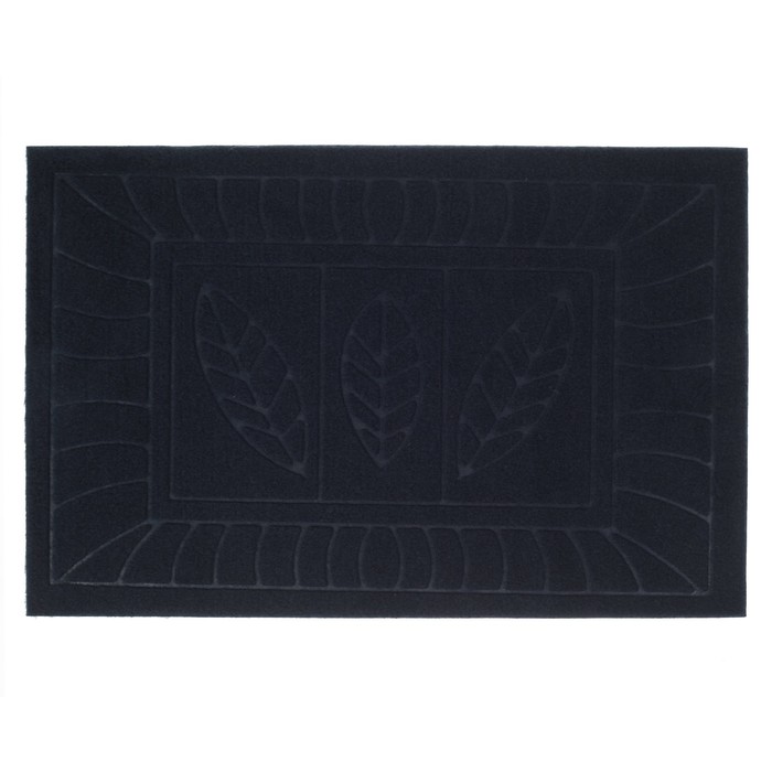 Коврик придверный "Три листа" 40х60 см, без окантовки, цвет синий