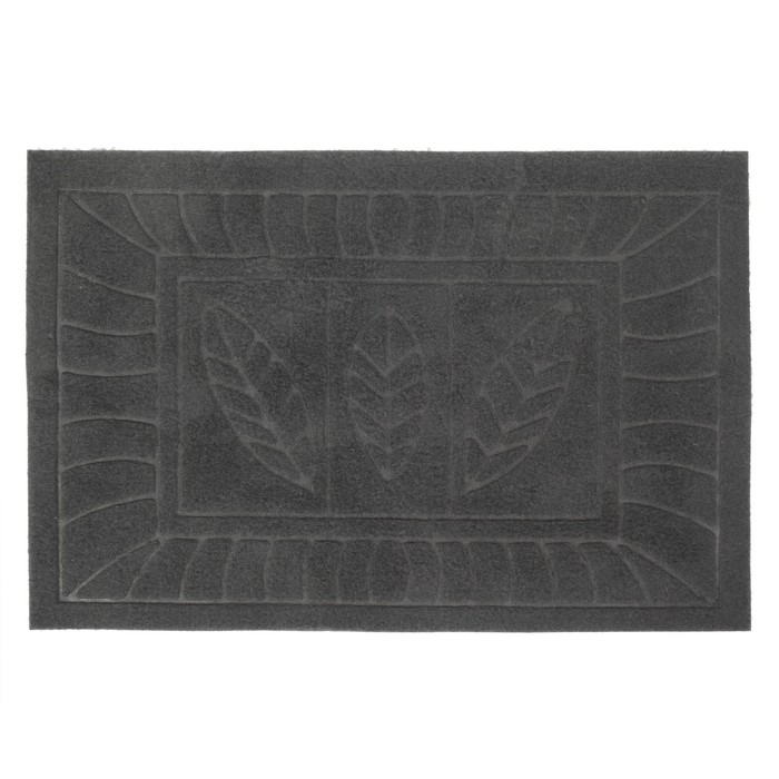 Коврик придверный "Три листа" 40х60 см, без окантовки, цвет серый