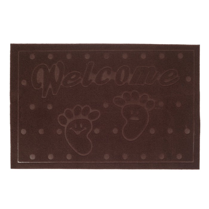 Коврик придверный "Следочки" 40х60 см, без окантовки, цвет коричневый