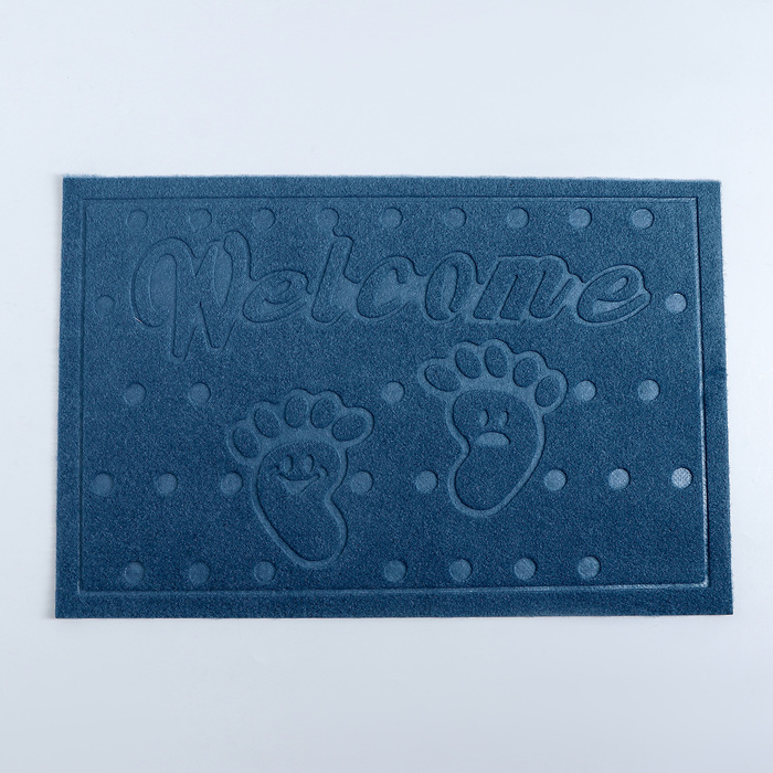 Коврик придверный "Следочки" 40х60 см, без окантовки, цвет синий